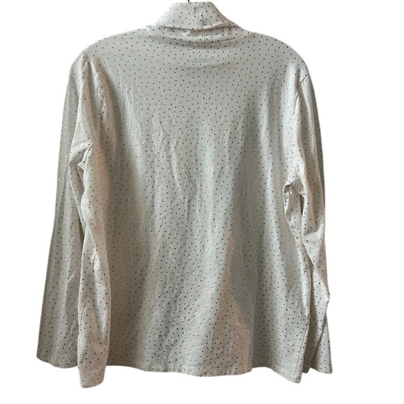 Talbots Women's Plus 1X Turtleneck Tee White Gold Polka Dot Long Sleeve - Picture 9 of 9